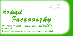 arpad paczovszky business card